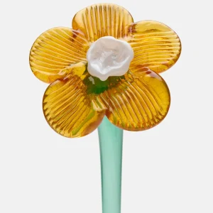 MOUTHBLOWN CRYSTAL FLOWER MUSTARD*HOFF Cheap