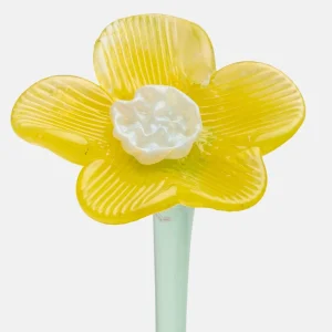 MOUTHBLOWN CRYSTAL FLOWER YELLOW*HOFF Sale